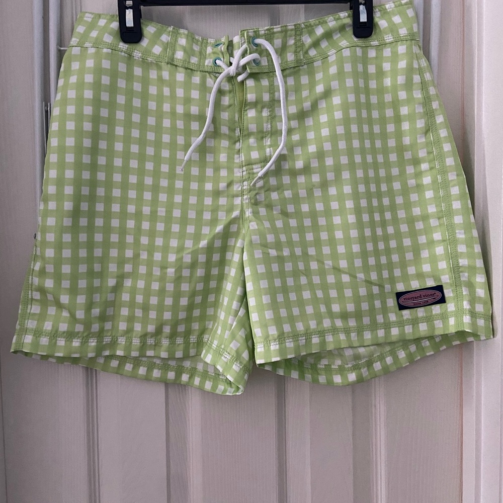 Men's Green Checkered Swim Shorts